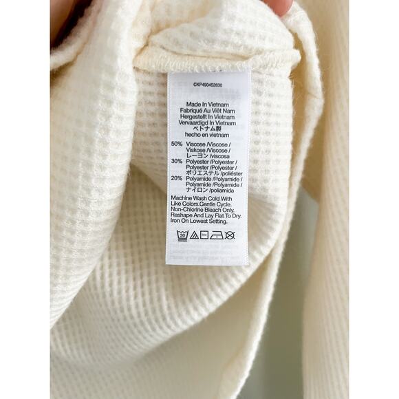 Madewell | NWT | Waffle-Knit Long-Sleeve Crewneck Tee in Winter White | Sz S - Picture 6 of 9